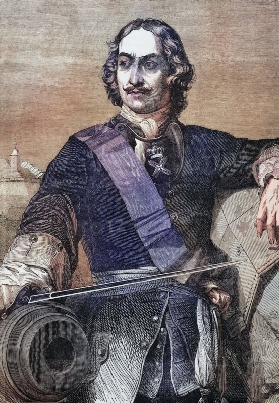 Peter the Great. Peter I or Pyotr Alexeyevich Romanov (1672 to 1725) ruled the Tsarist Empire of Russia and later the Russian Empire from 1682 until his death. digital reproduction of a historical model
