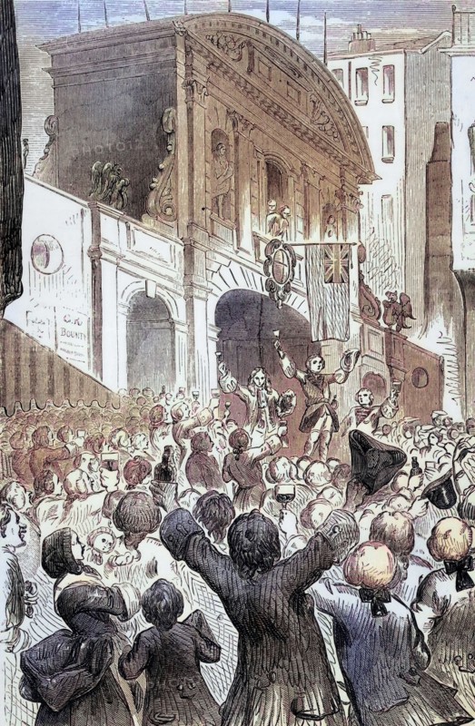 Frederick. Prince of Wales and eldest son of George II. drinking in Temple Bar. London. to the success of the European War of the Austrian Succession following the death of Holy Roman Emperor Charles VI in 1740. England. digital reproduction of a historical original