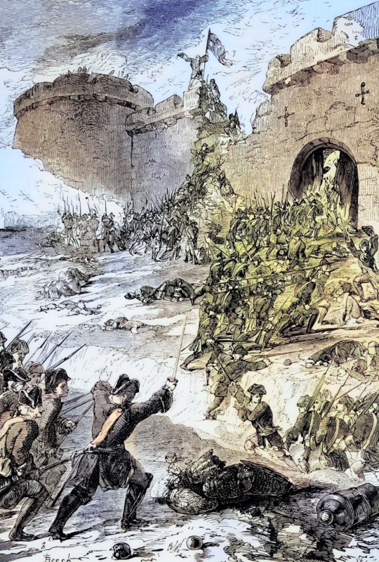 In 1747. during the War of the Austrian Succession. the French army besieged Bergen op Zoom in the south of the Netherlands. digital reproduction of a historical original