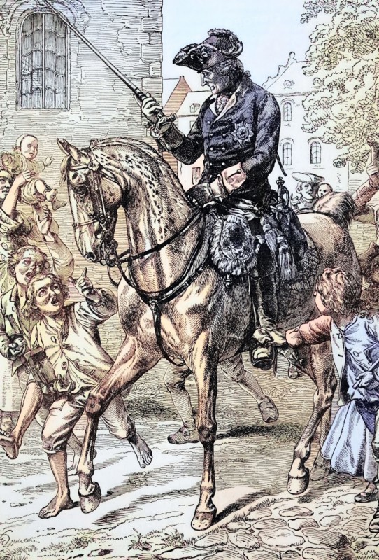 Frederick II. King of Prussia (1772–1786). best known as a brilliant military leader and organizer of the Prussian armies; known as Frederick the Great. Prussia. digital reproduction of a historical original