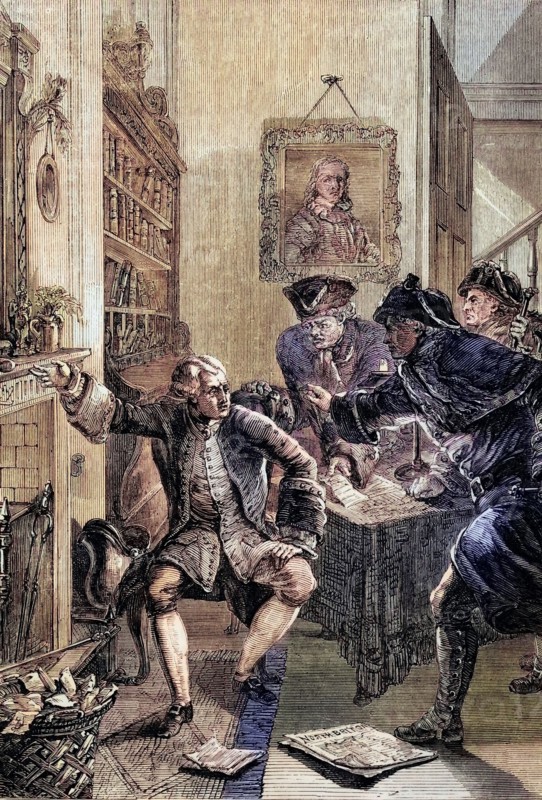 John Wilkes (1725 to 1797) was an English radical. journalist and politician who was threatened with arrest after mocking William Pitt the Elder for his stance on the Seven Years' War in 1762. England. digital reproduction of a historical original
