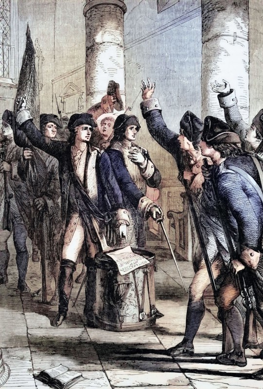 Dungannon's Presbyterian Meeting House on Scotch Street is known as the Church of the Volunteers and was the meeting house for a meeting of representatives of the 143rd Volunteer Corps on 15 February 1782. demanding the legislative independence of the Irish Parliament. Ireland. digital reproduction of a historical original