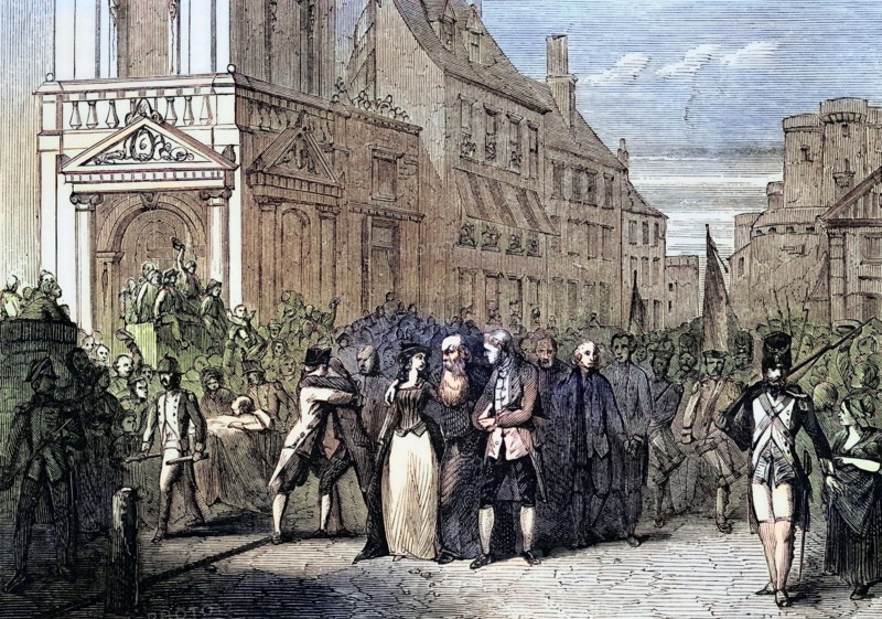 The first day of freedom after the storming of the Bastille in Paris. France. on the morning of July 14. 1789. digital reproduction of a historical original
