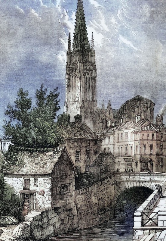 Fontenay-Le-Comte is a commune in the Vendee department in the Pays de la Loire region of France and was the scene of the Vendee War (1793 to 1796). a royalist uprising and a counter-revolution during the Vendee uprising (1793). digital reproduction of a historical original