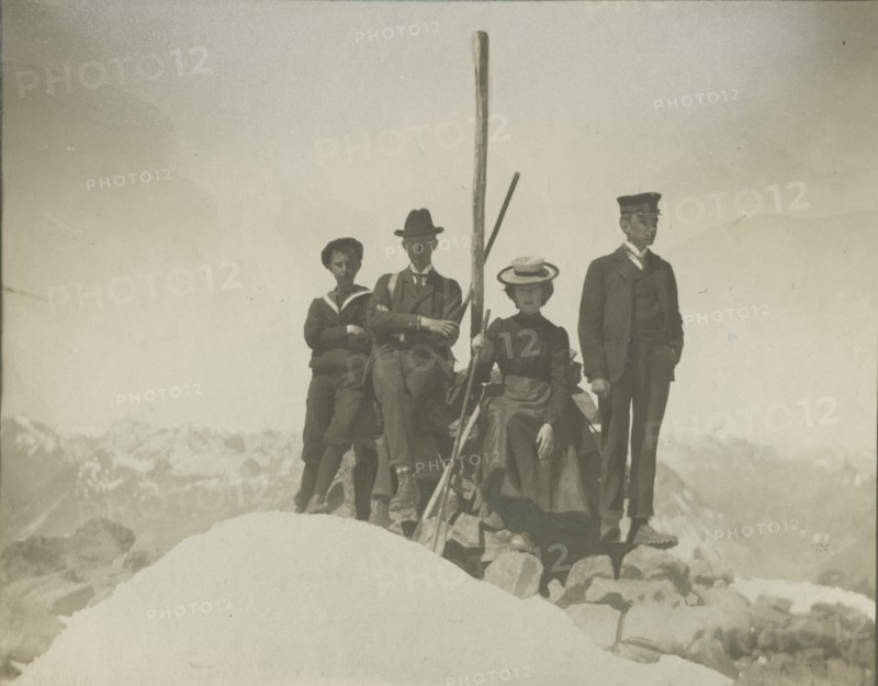 Ugo, Mario, Ernestina, and Marco Bertarelli at the summit of Piz Surlej in Engadine