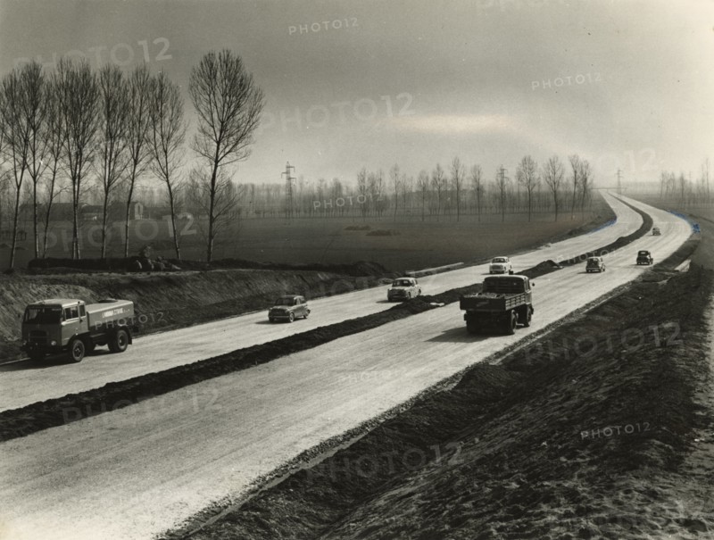 Trench preparation near Somaglia during highway construction