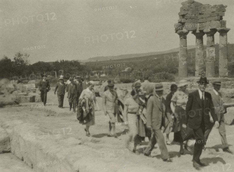 Visiting the Valley of the Temples in Agrigento. 
	
		1924