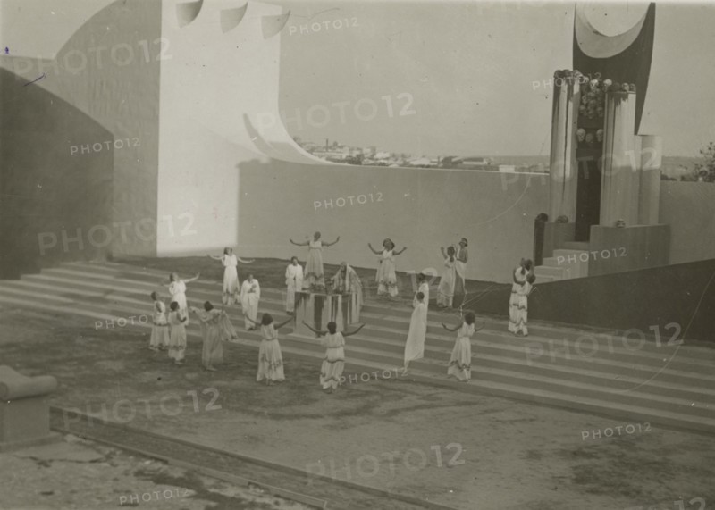 Performance of Antigone at the Greek Theatre of Syracuse. 
	
		1924
