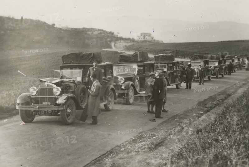 Parked trucks. 1924