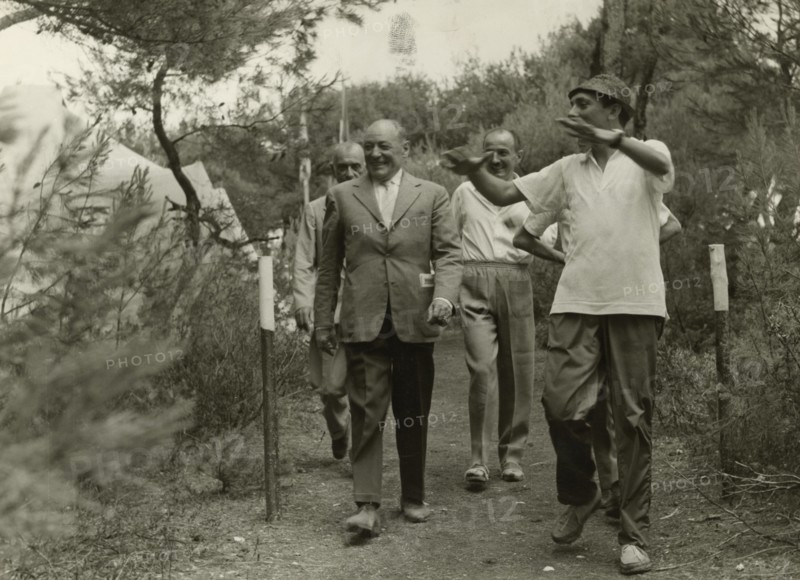 Touring Club campsite on the Tremiti Islands: President Chiodi visits on inauguration day. 1958
