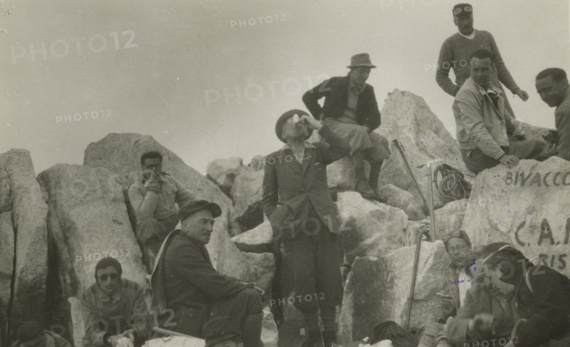 Hikers stopping on the Adamello. 1936