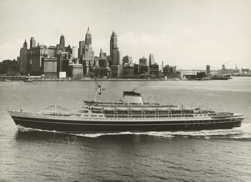 The transatlantic liner Christopher Columbus in Manhattan. 1959