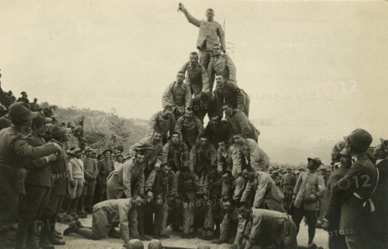 Human pyramid during the Statute celebration organized by an infantry brigade