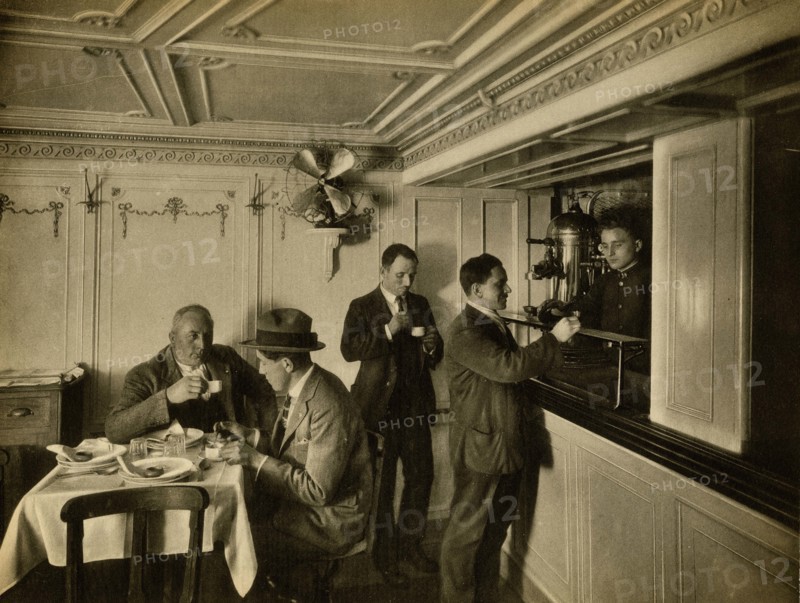 The third-class bar on the ocean liner Giulio Cesare