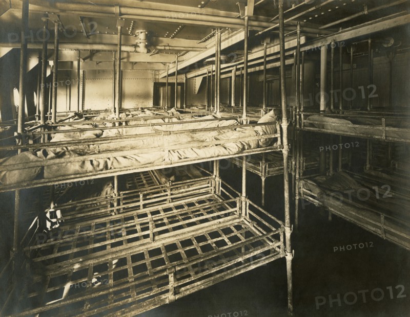 Third-class dormitory on the ship Cittv† di Palermo