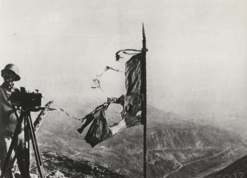 The Italian flag on Monte Santo.