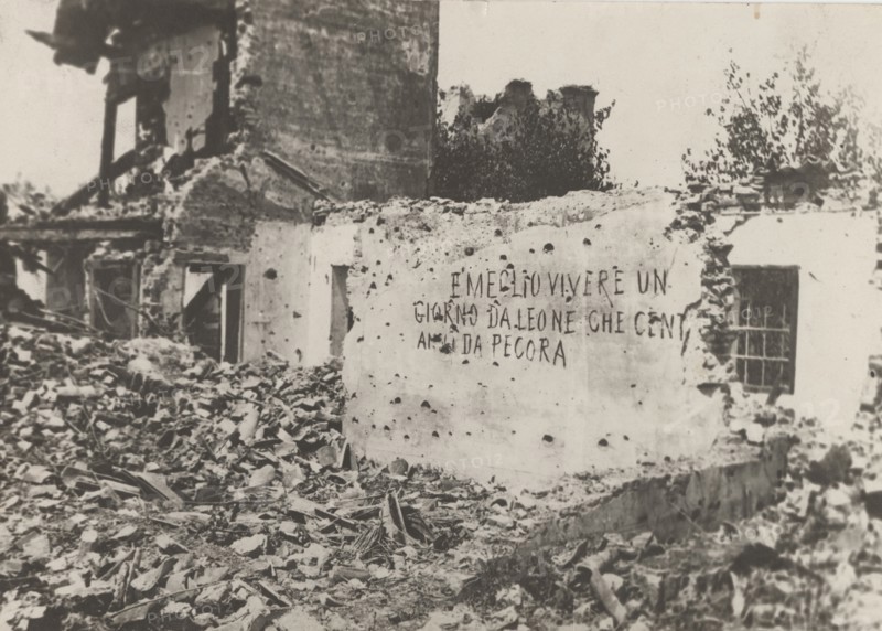 Buildings hit by bombing.