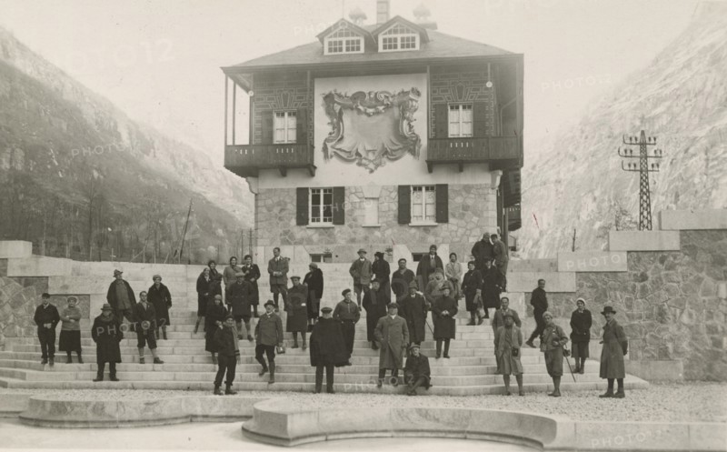 Members of the Touring Club Italiano  at the Cadarese power plant. 
	
		1931