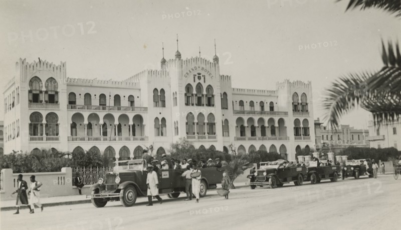 Excursionists arrive at the Grand Hotel in Tripoli. 
	
		1931