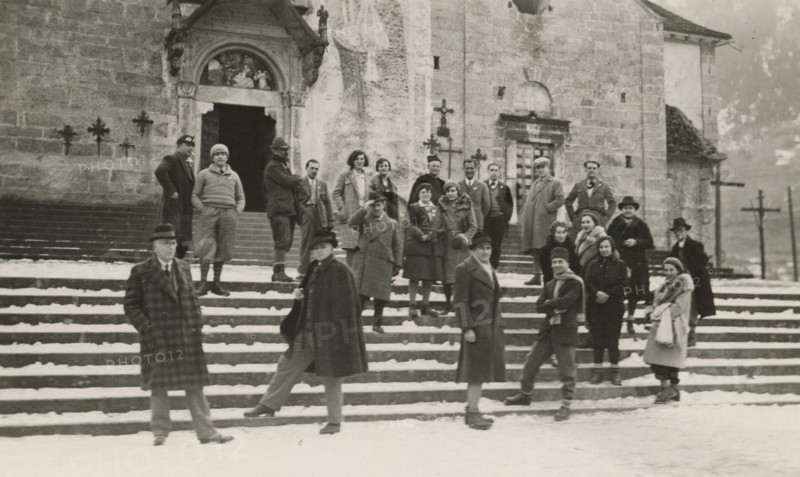 Members of the Touring Club Italiano  visiting the church of San Gaudenzio in Baceno. 
	
		1931