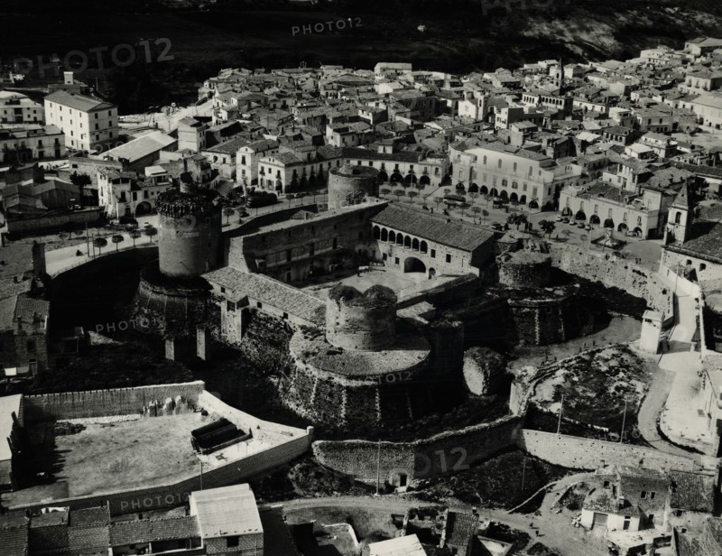 Aerial view of Venosa with the castle.