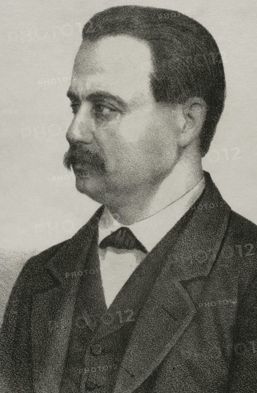 Antonio Canovas del Castillo (1828-1897). Spanish politician and historian. Founder of the Conservative Party. Portrait. Drawing by Llanta. Lithography. Detail. ""Cronica General de Espana, Historia Ilustrada y Descriptiva de sus Provincias. Andalucia"", 1869.