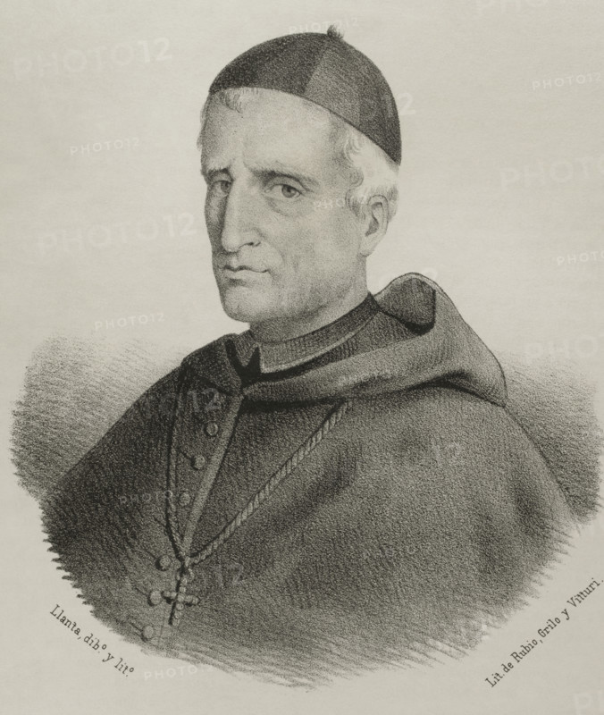 Joaquin de Eleta (Joaquin de Eleta y la Piedra) (1707-1788). Franciscan priest and Spanish bishop. Portrait. Drawing by Llanta. Lithography. ""Cronica General de Espana, Historia Ilustrada y Descriptiva de sus Provincias. Andalucia"", 1869.