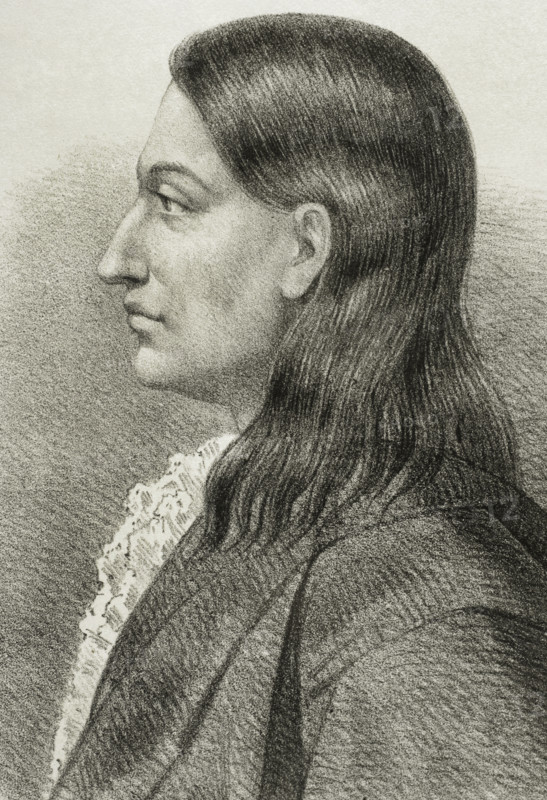 Claudio Coello (1642-1693). Spanish Baroque painter. He was a court painter for Charles II. Portrait. Drawing by Llanta. Lithography. Detail. ""Cronica General de Espana, Historia Ilustrada y Descriptiva de sus Provincias. Andalucia"", 1869.