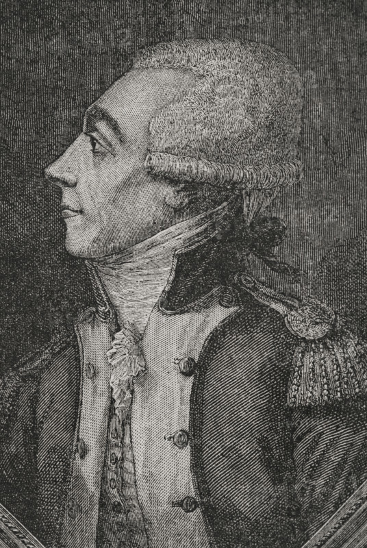 Gilbert du Motier de La Fayette, Marquis de  la Fayette (1757-1834). French aristocrat, military officer and politician. He fought as a general against the British Empire in the American War of Independence. Elected to the Estates General in 1789. Portrait. Engraving. ""History of the French Revolution"". Volume I, 1876.