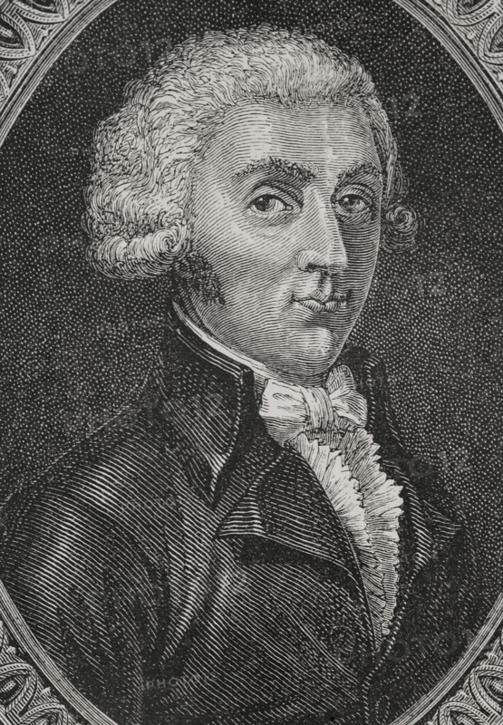 Mathieu de Montmorency (Mathieu Jean Felicite de Montmorency) (1767-1826), 1st Duke of Montmorency-Laval. French revolutionary politician and military officer. Elected deputy of the nobility of Montfort-l'Amaury to the Estates General in 1789. Portrait. Drawing by Hippolyte de la Charlerie. Engraving by Pannemaker. ""History of the French Revolution"". Volume I, 1876.