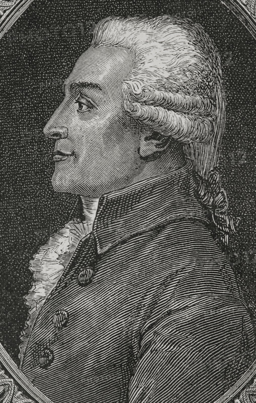 Emmanuel Marie Michel Philippe Freteau de Saint-Just (1745-1794). French politician. Elected deputy of the nobility for Melun and Moret-sur-Loing to the Estates General in 1789. President of the National Constituent Assembly (10 to 27 October 1789). Portrait. Drawing by Hippolyte de la Charlerie. Engraving by Pannemaker. ""History of the French Revolution"". Volume I, 1876.