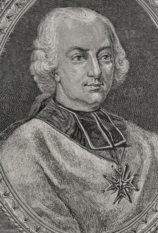 Louis-Rene de Rohan (Louis Rene Edouard de Rohan) (1734-1803). French prelate. Bishop of Strasbourg (1779-1801). He was involved in the scandal of the affair of the diamond necklace (1784-1786), which affected Queen Marie Antoinette. Portrait. Engraving. Portrait. Engraving. ""History of the French Revolution"". Volume I, 1876.