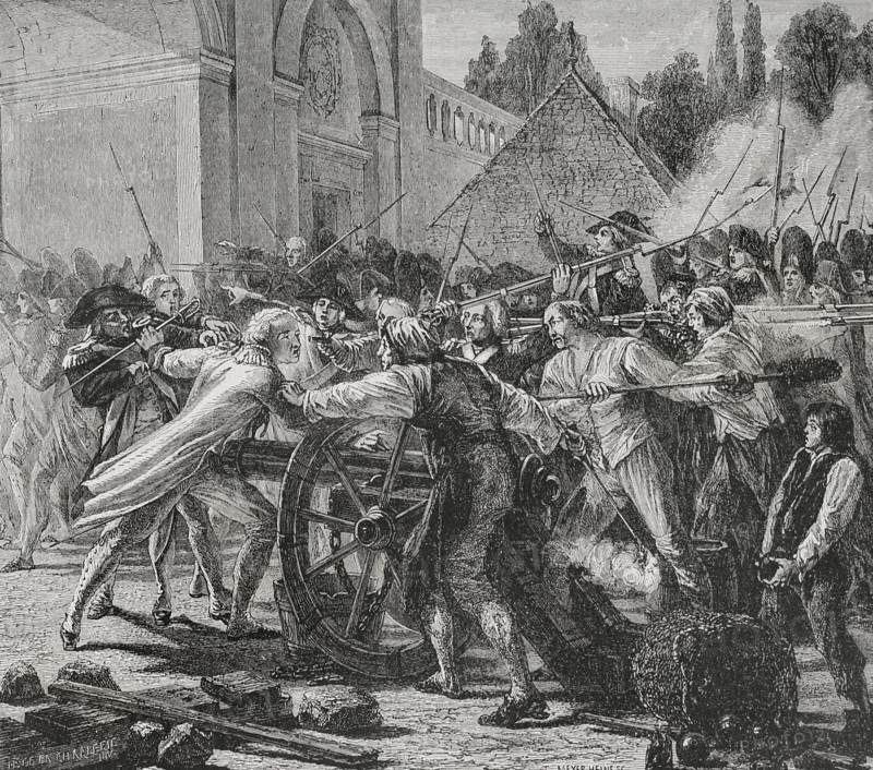 French Revolution. Nancy Mutiny (31 August 1790). Since 1789, unrest had gripped the entire French army. Promotions and salaries were blocked, and royalists and Jacobins were in conflict. From 5 August 1790, the garrison at Nancy suffered a rebellion, as soldiers claimed that officers were stealing from them due to the lack of accounts for certain deductions from their salaries. The Nancy garrison consisted of the Regiment du Roi (King's Regiment), the Regiment suisse de Chateauvieux (one of the regiments of Swiss mercenaries in the French infantry) and Regiment Mestre de Camp General cavalerie (cavalry). They imprisoned the officers, including General de Malseigne, sent by La Fayette to restore order. While de Bouille, commanding the troops sent by the National Assembly to suppress the mutiny, was negotiating the release of some of the officers, a clash broke out at the Stainville Gate, where the advance troops of de Bouille's forces halted in front of an artillery piece manned by sol...