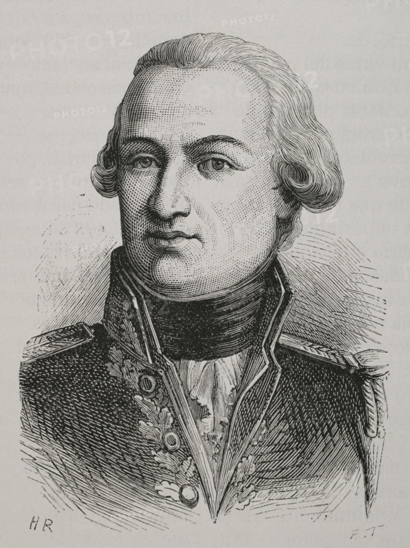 Louis Thomas Villaret de Joyeuse (1747-1812). French admiral. Portrait. Engraving. ""History of the French Revolution"". Volume I, part 2, 1879.