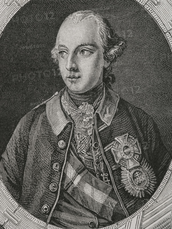 Joseph II (1741-1790). Austrian Archduke. Holy Roman Emperor (1765-1790). King of Hungary, Croatia and Bohemia (1780-1790). Portrait. Engraving. ""History of the French Revolution"". Volume I, part 2, 1879.