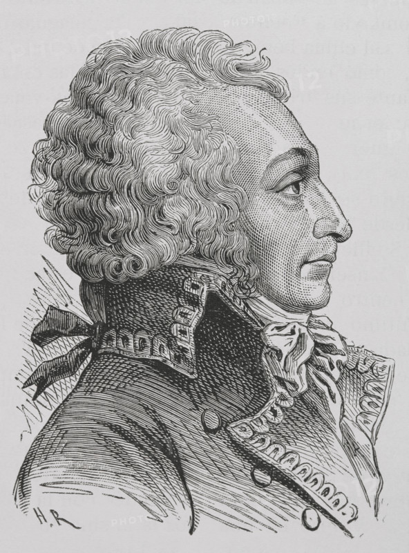 Alexandre de Beauharnais, Viscount of Beauharnais (1760-1794). French aristocrat, military officer and politician. Elected deputy to the Estates General in 1789, he became a member of the Constituent Assembly in which he supported the abolition of feudal privileges. The Revolutionary Tribunal tried him for treason, sentencing him to the guillotine during the Reign of Terror. Portrait. Engraving. ""History of the French Revolution"". Volume I, part 2, 1879.