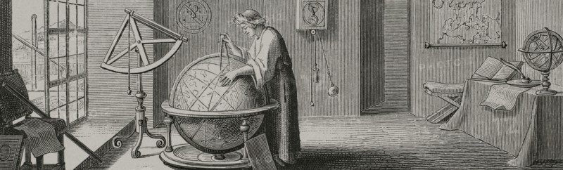 Jean Richer (1630-1696). French astronomer of the Paris Observatory. He was the first scientist to observe that gravitational force was not identical at all points on Earth. Astronomical and gravimetric observations from the island of Cayenne (French Guiana), where Jean Ritcher was sent by the French Academy of Sciences in 1672 to observe Mars during its perigee. Engraving by Sebastien Leclerc (1637-1714). XVIIme siecle: lettres, sciences et arts, France 1590-1700 (17th century: letters, sciences and arts), by Paul Lacroix. Published in Paris by Librairie de Firmin-Didot et Cie, 1882.