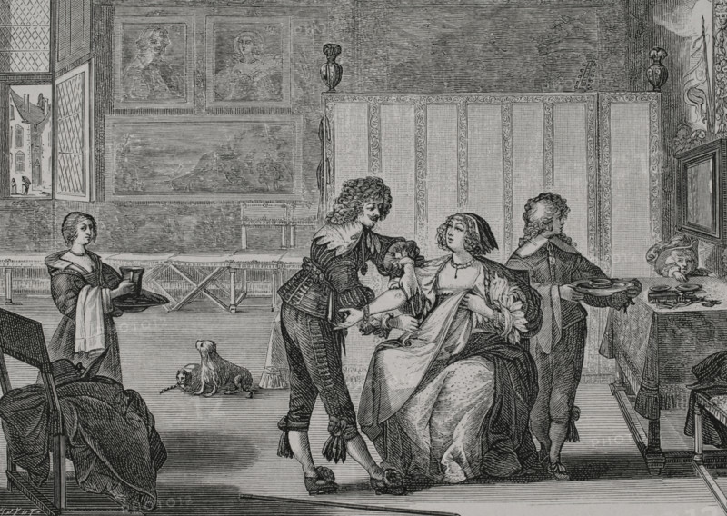 The surgeon. Preparation of a woman for bloodletting by venesection, 1632. Engraving by Huyot after Abraham Bosse (c. 1604-1676). XVIIme siecle: lettres, sciences et arts, France 1590-1700 (17th century: letters, sciences and arts), by Paul Lacroix. Published in Paris by Librairie de Firmin-Didot et Cie, 1882.