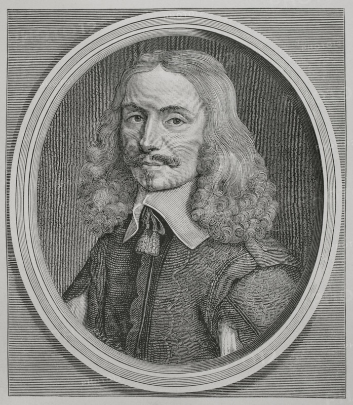 Vincent Voiture (1598-1648). French poet and prose writer. He was one of the first members of the French Academy (Academie Francaise). Portrait. Engraving by Huyot after Etienne-Jehandier Desrochers (1668-1741). XVIIme siecle: lettres, sciences et arts, France 1590-1700 (17th century: letters, sciences and arts), by Paul Lacroix. Published in Paris by Librairie de Firmin-Didot et Cie, 1882.
