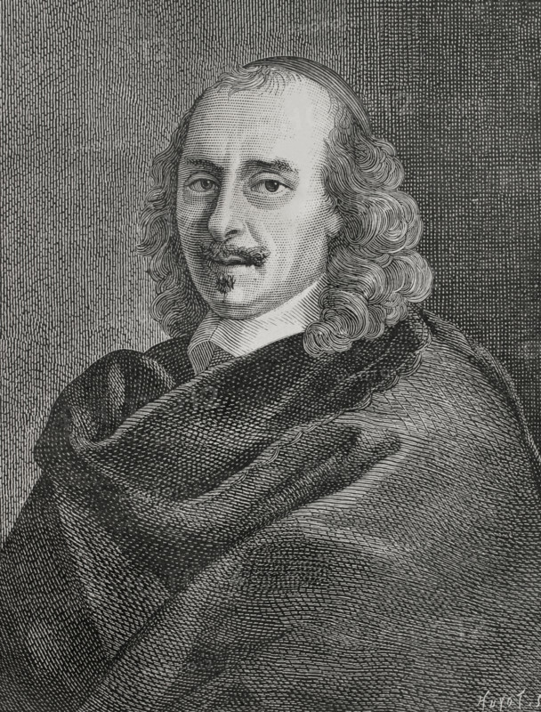 Pierre Corneille (1606-1684). French poet and playwright. Portrait. Engraving by Huyot after a painting by Charles Le Brun (1619-1690), engraved by Thomassin. XVIIme siecle: lettres, sciences et arts, France 1590-1700 (17th century: letters, sciences and arts), by Paul Lacroix. Published in Paris by Librairie de Firmin-Didot et Cie, 1882.
