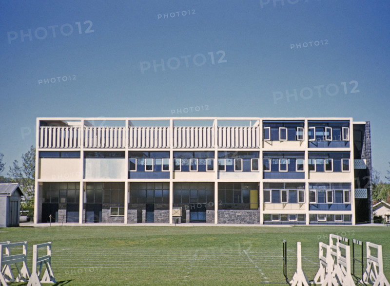 Buildings and grounds of Melbourne Grammar School, Melbourne, Victoria, Australia 1956 - modern sports facility.