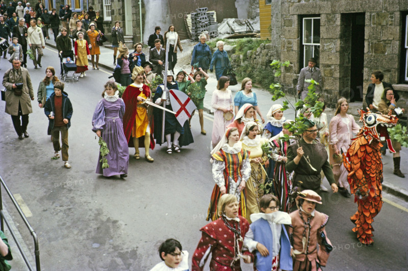 Flora Day, Hal-al-Tow ceremony, Helston, Cornwall, England, UK 1973.