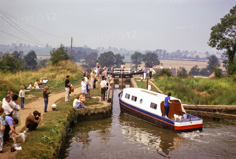 Foxton Locks, Grand Union Canal,  Leicestershire, England, UK August 1973.