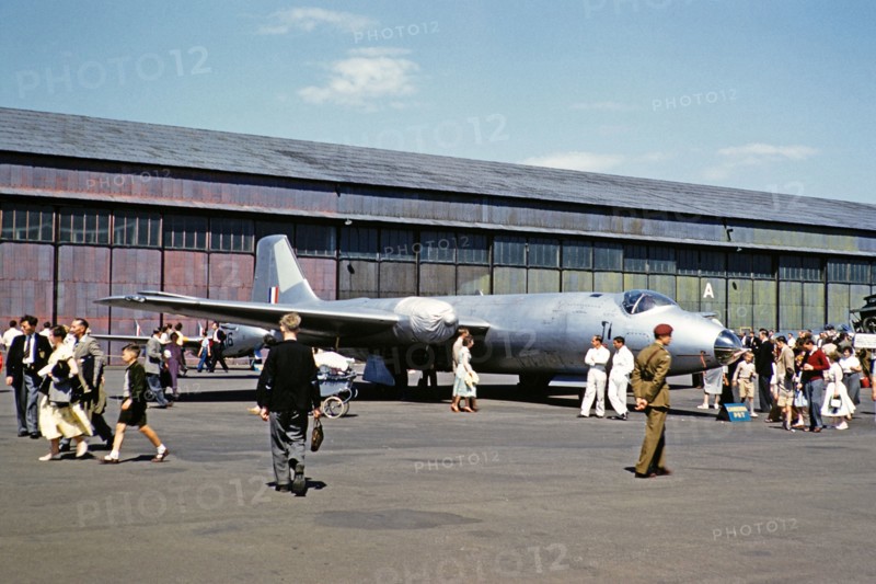 English Electric Canberra PR7 plane at military airshow, England, UK 1950-1955.