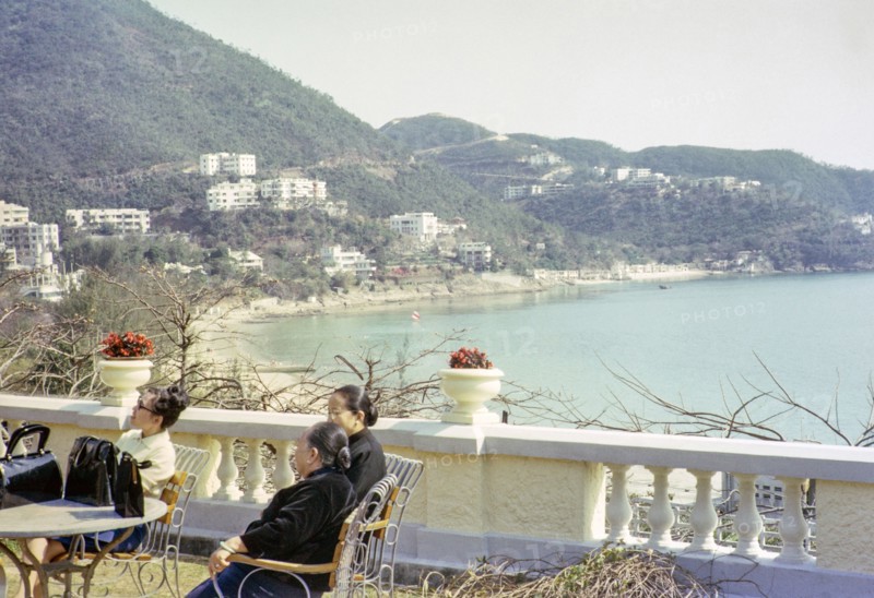 View of bay from Repulse Bay Hotel garden terrace, Repulse Bay, Hong Kong, Asia 1964.