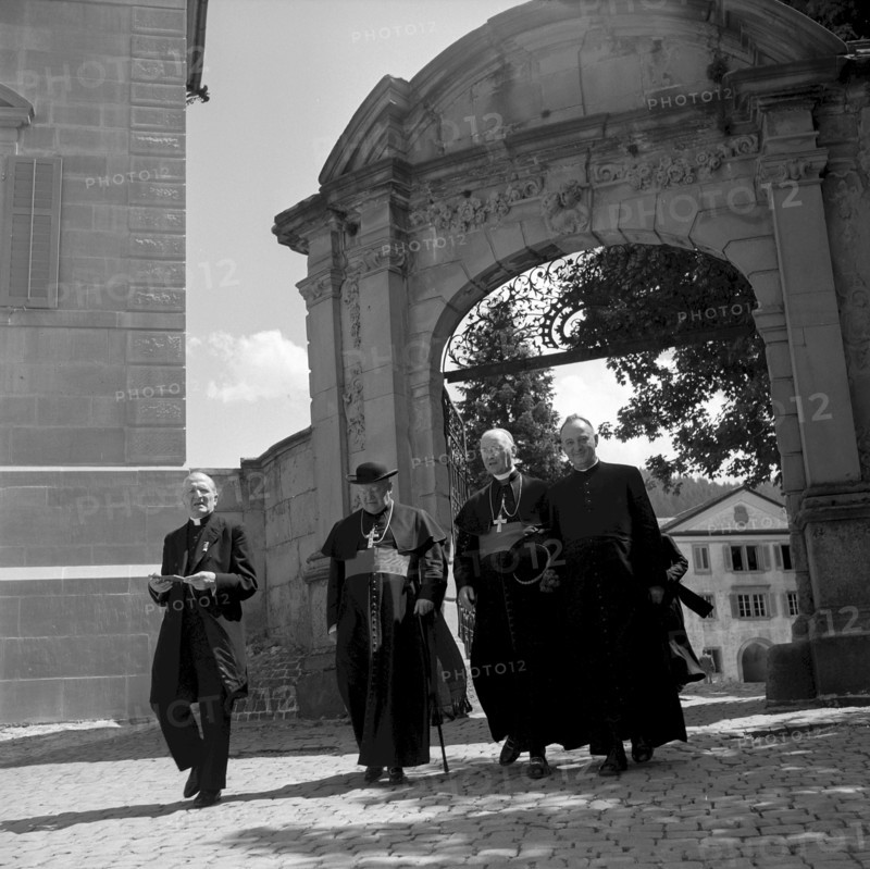 Conference of the peace movement Pax Christi with the cardinal of Paris, Eugene Feltin, in Einsiedeln  1954