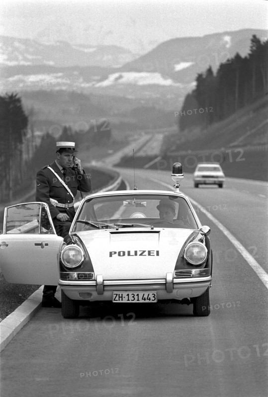 Motorway police in action, Zurich 1968