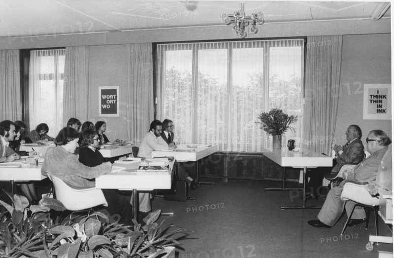 Former member of federal council as a guest of Werner at Ringier's journalist school, 1974