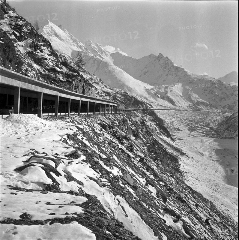 Access road to tunnel of the Great Sankt Bernhard, before opening, 1964