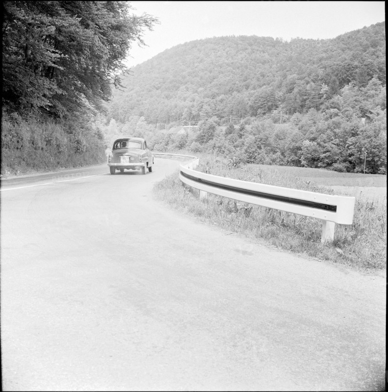 Crash barrier beside the road to Hauenstein, 1958